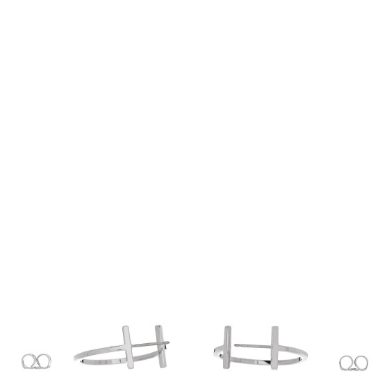 TIFFANY Sterling Silver Small T Wire Hoop Earrings 1424396