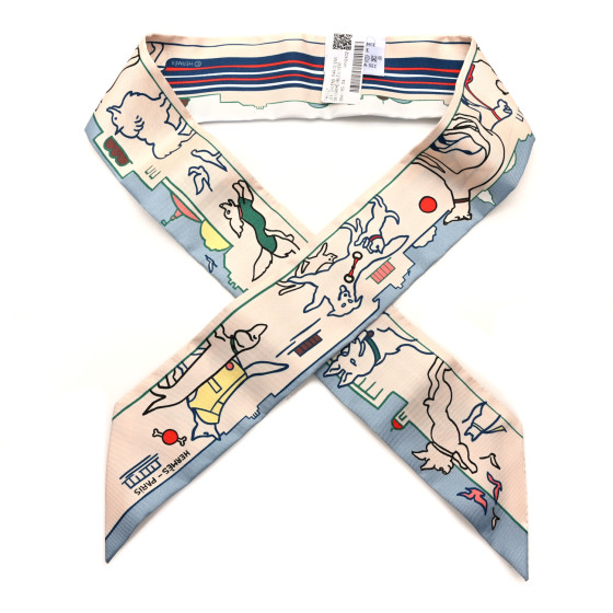 New Hermès Dog Les Chiens Parisiens Twilly Bleu Ciel / Jaune