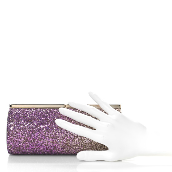 JIMMY CHOO Coarse Glitter Trinket Clutch Pink Gold 1237849