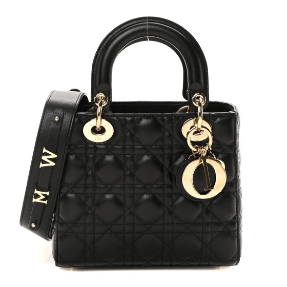 お3☆ Christian Dior 小物 ペルト レディース65 7ブラック CHRISTIAN DIOR Lambskin Cannage Small My ABCDior Lady Dior