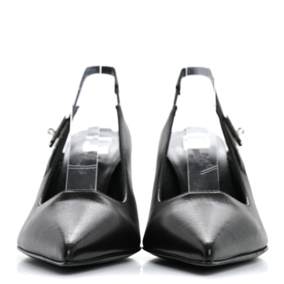 HERMES Nappa Lover 80 Slingback Pumps 36 Black 1655874