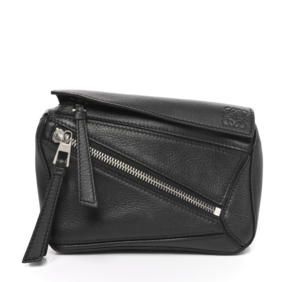 【LOEWE】 Mini Puzzle Bumbag LOEWE Calfskin Mini Puzzle Bumbag Black 1651220 | FASHIONPHILE