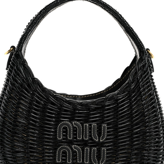 MIU MIU Wicker Wander Hobo Black 1612736 | FASHIONPHILE