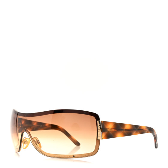 CHANEL Quilted Shield Sunglasses 4126 Tortoise 1645896