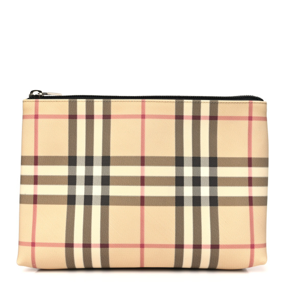 BURBERRY Vintage Check Zip Pouch Antique Yellow 1650367