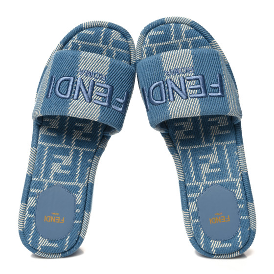 FENDI Denim Jacquard Womens FF Sunshine Flatform Slide