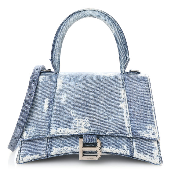 【BALENCIAGA】アワーグラス small ハンドbag デニム blueカラー Balenciaga Hourglass Small Handbag In Denim | Saks Fifth Avenue