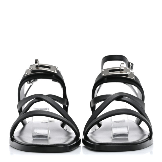 HERMES Calfskin June Sandals 36 Black 1657290 | FASHIONPHILE