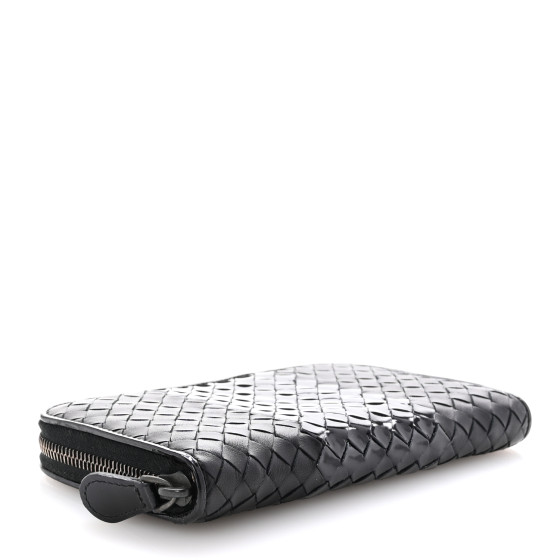 BOTTEGA VENETA Nappa Patent Intrecciato Zip Around Wallet
