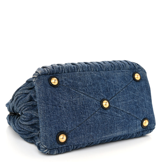 MIU MIU Denim Matelasse Small Tote Blue 1580010 | FASHIONPHILE