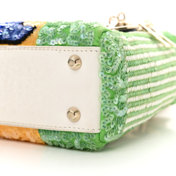 CHRISTIAN DIOR Canvas Sequin Flower Pop Mini Lady Dior
