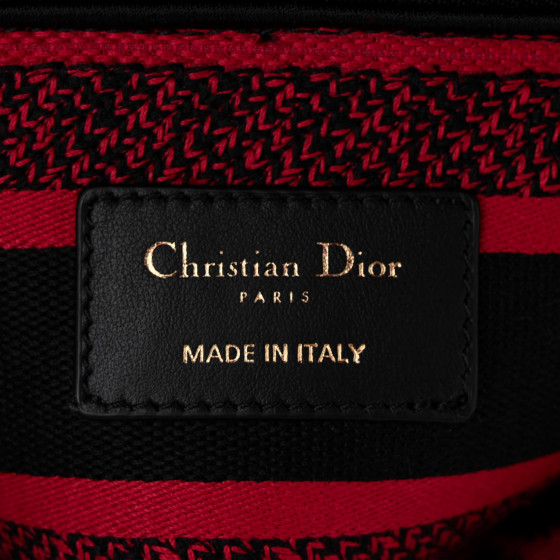 CHRISTIAN DIOR Canvas Mizza Embroidered Medium Lady D-Lite