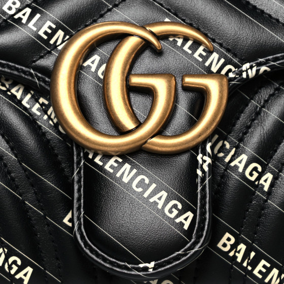 GUCCI X BALENCIAGA Calfskin Matelasse Logo Print Small GG