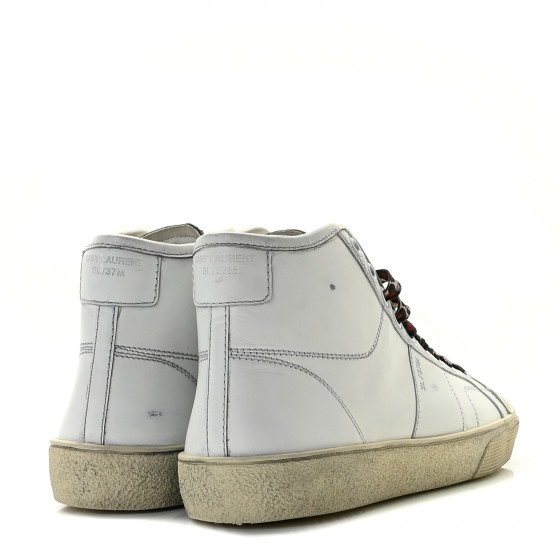 SAINT LAURENT Calfskin Distressed SL/37M High Top Sneakers