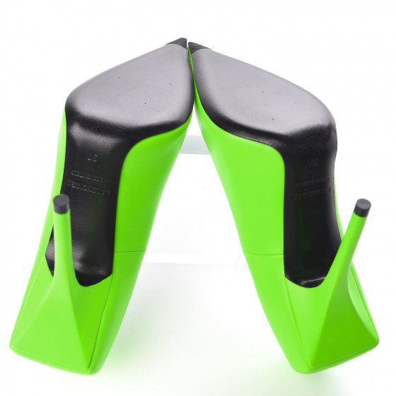 BALENCIAGA Soft Nappa Square Knife 110mm Pumps 37 Neon Green