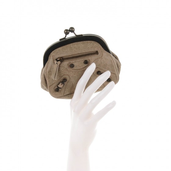 Balenciaga Pink Lambskin Leather Classic Click Coin Purse