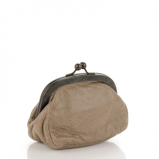 BALENCIAGA Agneau Classic Hardware Click Coin Purse Gris