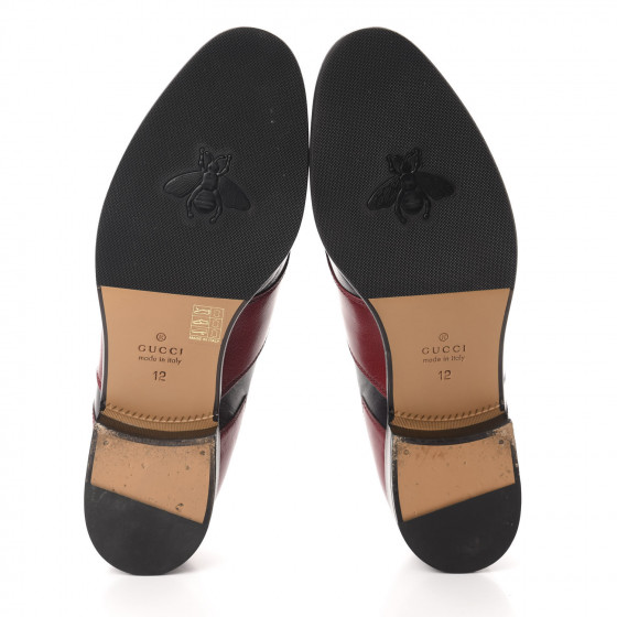 GUCCI Calfskin Mens Tassel Fringe Curtis Loafers 12 Red Navy