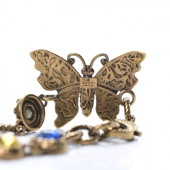 モネ様　Christies 3着 GUCCI Crystal Butterfly Bracelet Aged Gold Multicolor 648062