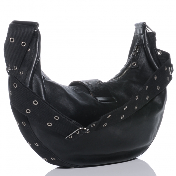 CHRISTIAN DIOR Leather Street Chic Hobo Black 42620