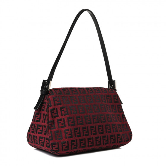 FENDI Zucchino Mini Mama Baguette Black Red 884556
