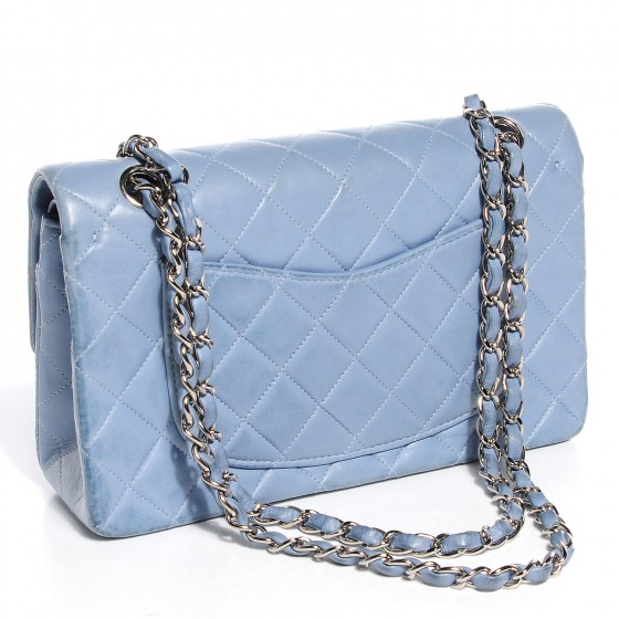 CHANEL Lambskin Small Double Flap Light Blue 94931