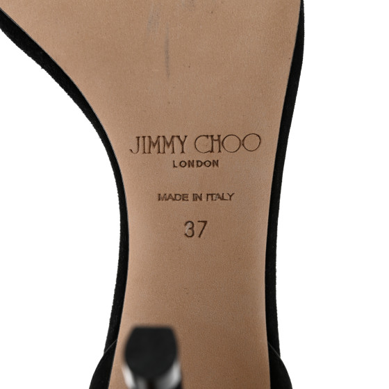JIMMY CHOO Crystal Suede Pumps 37 Black 1249616 | FASHIONPHILE