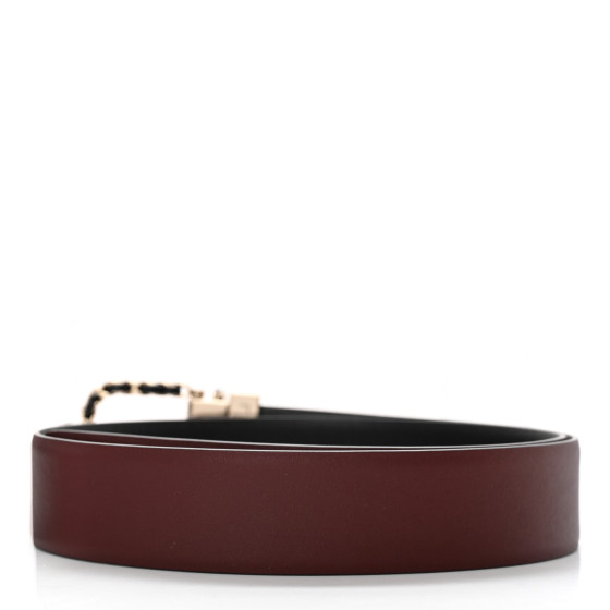 CHANEL ベルト 70/28 CHANEL BELT Women's Red Leather w/ Gold CC Buckle Size 70/28