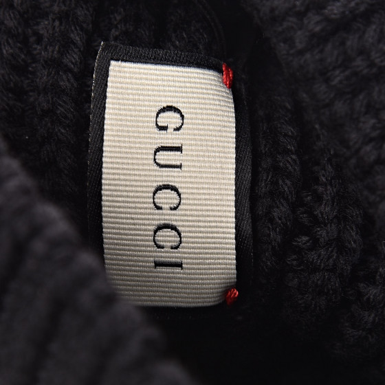 GUCCI X SEGA Wool Crystal Guccy Beanie Hat M Black 445363