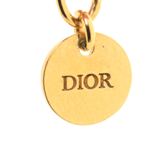 CHRISTIAN DIOR Metal CD Logo Necklace Gold Black 1131916