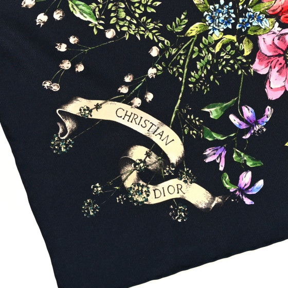 Christian Dior スカーフ archive CHRISTIAN DIOR Silk D Constellation 90 Square Scarf Navy