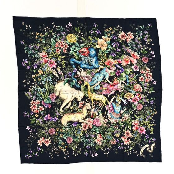 CHRISTIAN DIOR Silk D Constellation 90 Square Scarf Navy