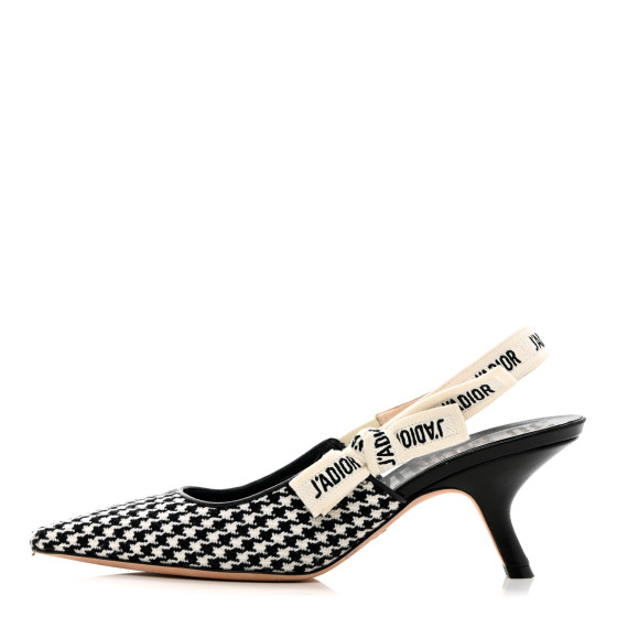 CHRISTIAN DIOR Wool Ribbon Houndstooth J'Adior Slingback