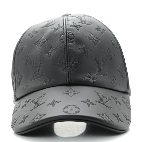 LOUIS VUITTON Calfskin Monogram Shadow Baseball Cap 60 Black