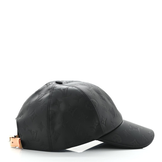 LOUIS VUITTON Calfskin Monogram Shadow Baseball Cap 60 Black