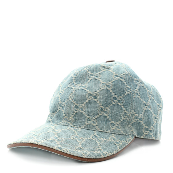 GUCCI Denim GG Monogram Baseball Hat S Blue 1172852
