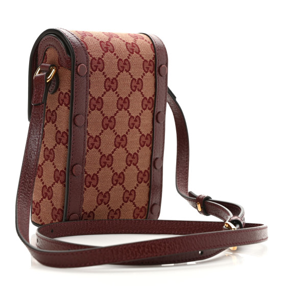 【GUCCI】1955 Horsebit Messenger Bag Sahara Rubino GUCCI Monogram Textured Dollar Calfskin Mini Horsebit 1955