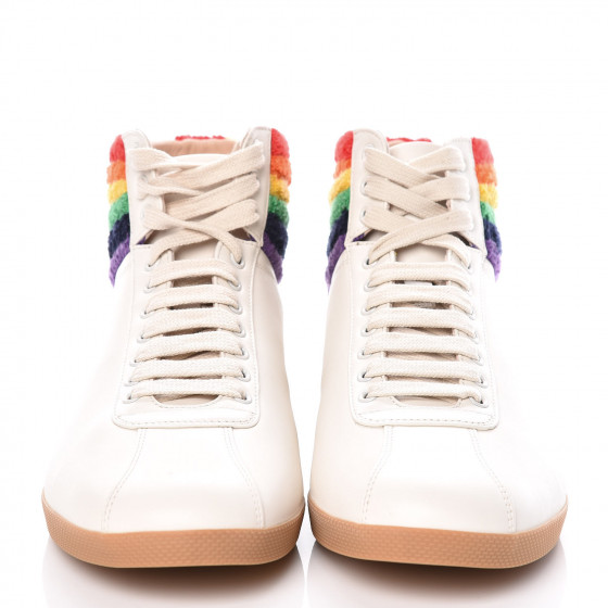 GUCCI バンビ フラワー GUCCI Calfskin Mens Bambi Rainbow High Top Sneakers 11