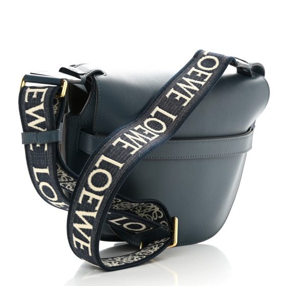 LOEWE Calfskin Jacquard Small Gate Dual Bag Onyx Blue