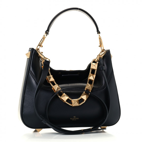 【VALENTINO】STUD SIGN SMOOTH LEATHER HOBO BAG VALENTINO GARAVANI Nappa Stud Sign Hobo Black 1009021