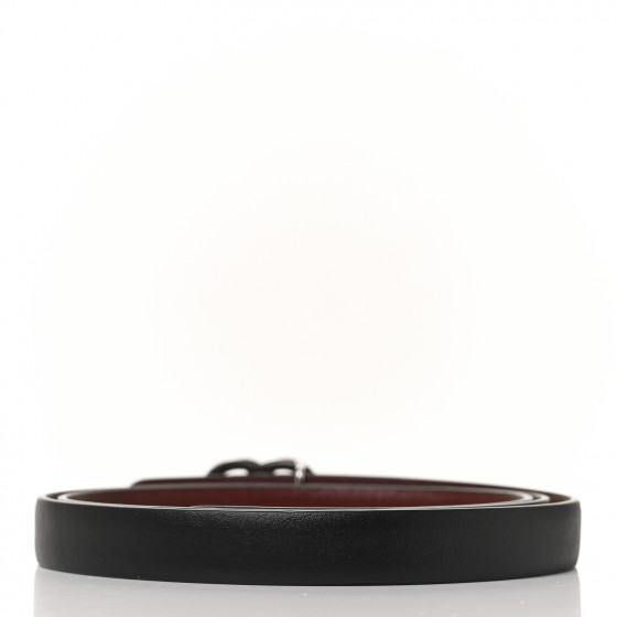 CHANEL Calfskin CC Skinny Reversible Belt 80 Black Burgundy