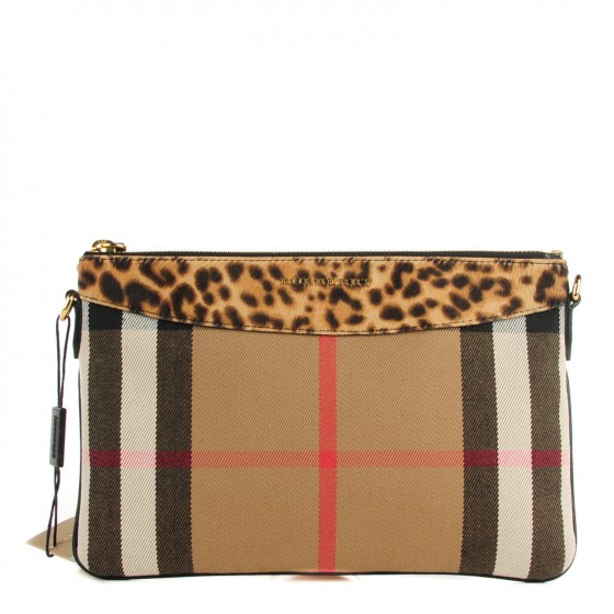 BURBERRY　バッグ BURBERRY House Check Calf Hair Leopard Print Peyton