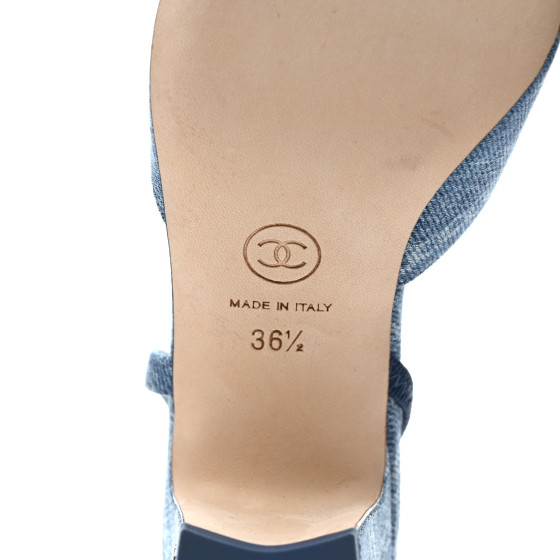 CHANEL Denim Cap Toe Denim Slingback Pumps 36.5 Blue 1269151