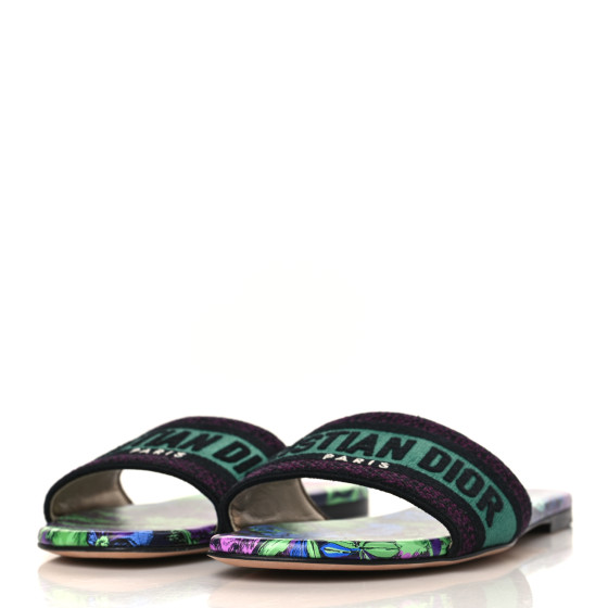 CHRISTIAN DIOR Canvas Embroidered Dway Mules Slide Sandals