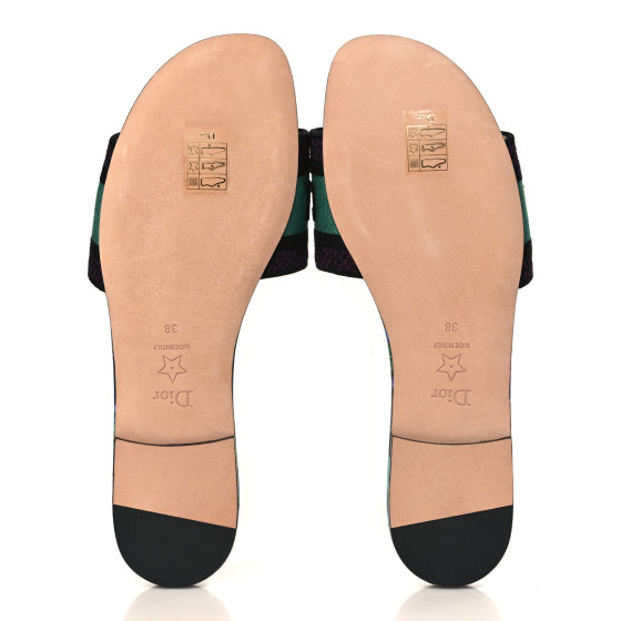 CHRISTIAN DIOR Canvas Embroidered Dway Mules Slide Sandals
