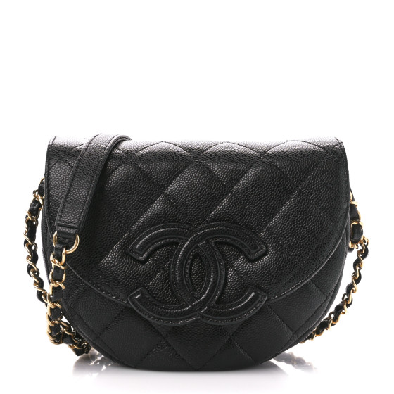 CHANEL Caviar Quilted Mini Messenger Flap Black