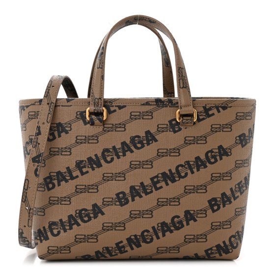 【BALENCIAGA】East-West Small Shopper Bag Balenciaga Small Signature East-west Shopper Tote In Brown