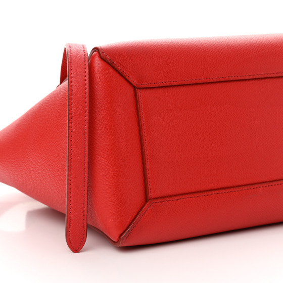 CELINE micro belt bag ハンドバッグ レッド Authentic Celine Red Textured Leather Mini Belt Bag Top