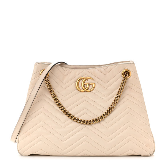 GUCCI Calfskin Matelasse Medium GG Marmont Shoulder Tote Bag