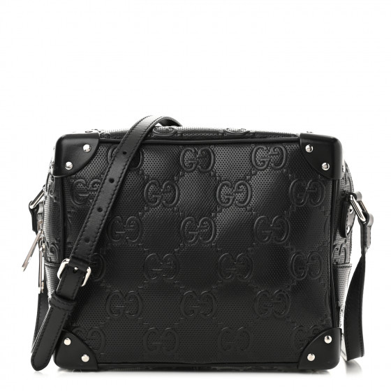 【GUCCI 】Tennis 20 GG Embossed Two-Tone Messenger Bag GUCCI Calfskin GG Tennis Embossed Messenger Bag Mystic White